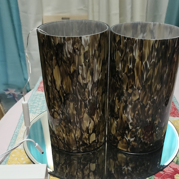 Litex Ceiling Pendant Light Cylinder Tiger Eye Art Glass - Picture 5 of 5